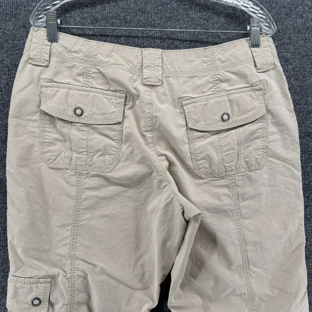 Eddie Bauer Womens Pants Petite 14 Cream Vashon Fit‎ Cargo Straight Crop Hiking